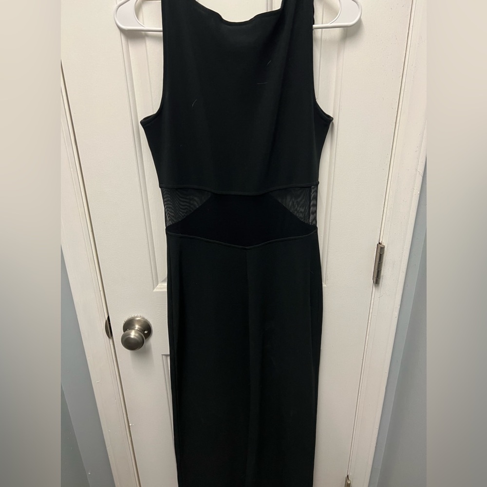 Vintage(early 90s)black body con floor length dress. Size Medium